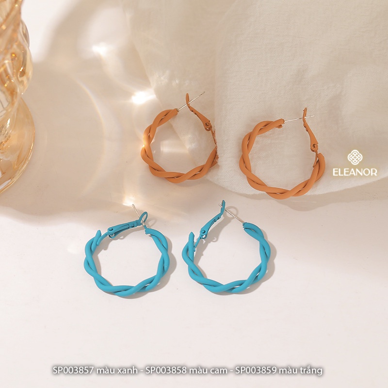 Bông tai nữ tròn Eleanor Accessories viền xoắn chuôi bạc 925 phụ kiện trang sức trẻ trung