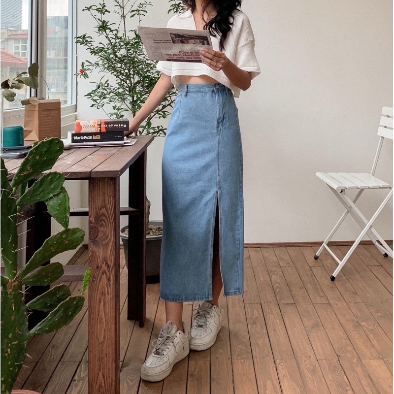 Chân váy jeans dáng dài khoá lệch CV199 SUSTORE | BigBuy360 - bigbuy360.vn