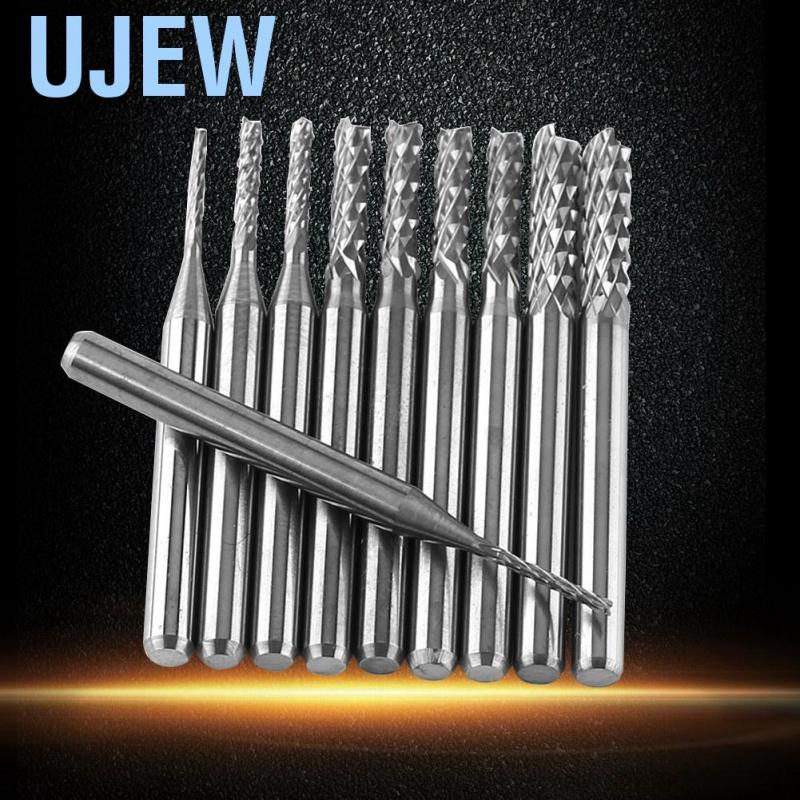 Bộ 10 mũi khoan cắt điêu khắc đầu bằng tungsten carbide 1.0 1.5 2.0 2.5 3.0mm hiện đại