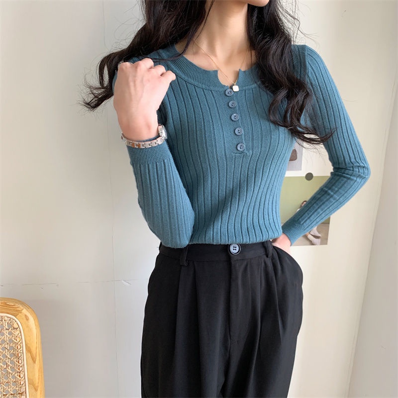 Áo len dài tay phong cách Hàn Quốc thanh lịch dành cho nữ