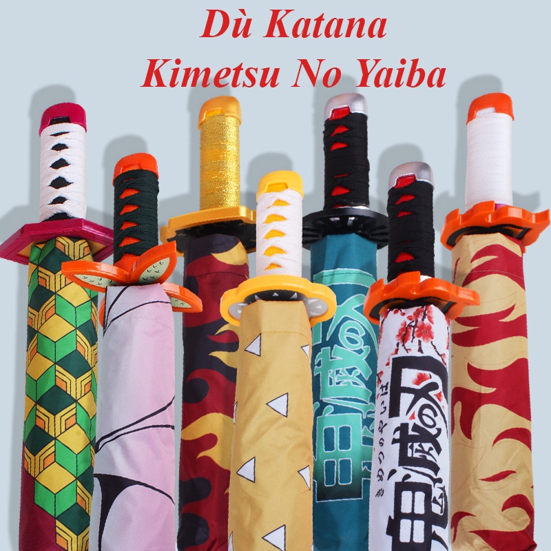 Ô dù Katana ngắn phong cách Anime Kimetsu No Yaiba nhiều màu sắc
