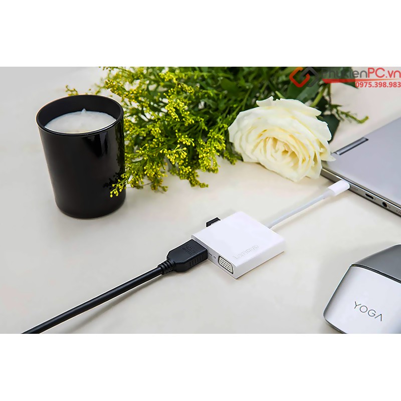 Hub USB-C 3 trong 1 HDMI-VGA-USB 3.0 cho Macbook, Laptop, DELL XPS...