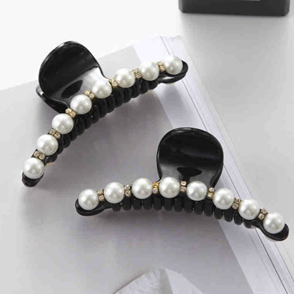 Kẹp tóc đính đá và ngọc trai giả sang trọng cho nữ