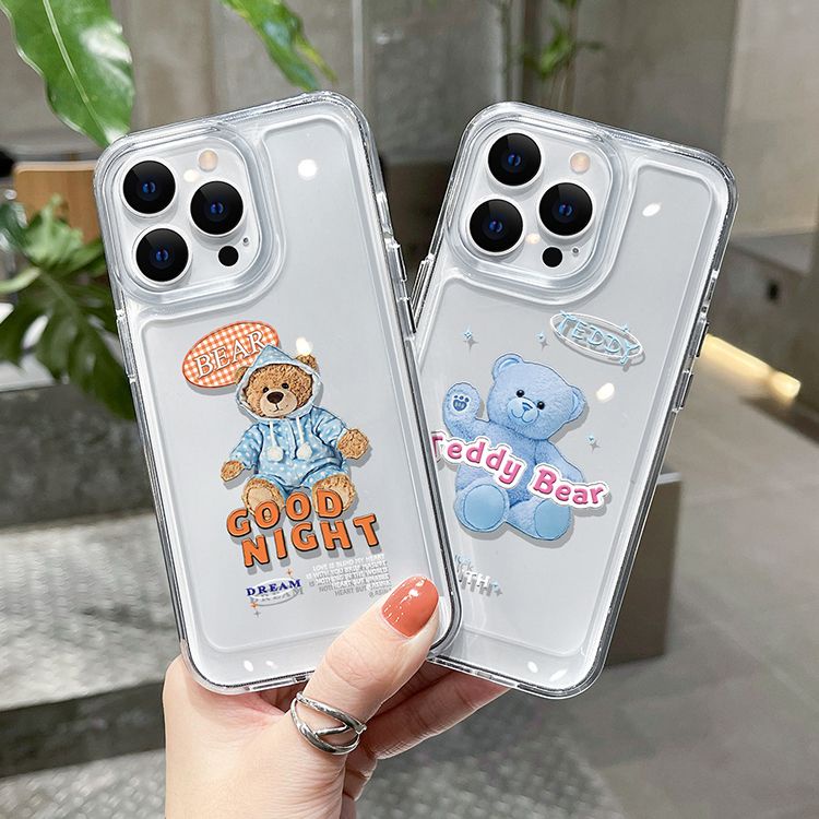 Ốp Điện Thoại TPU Dẻo Trong Suốt Họa Tiết Hoạt Hình Chú Gấu Cho IPhone 14 13 12 11 Pro X XR XS Max SE 6 6S 7 8 Plus