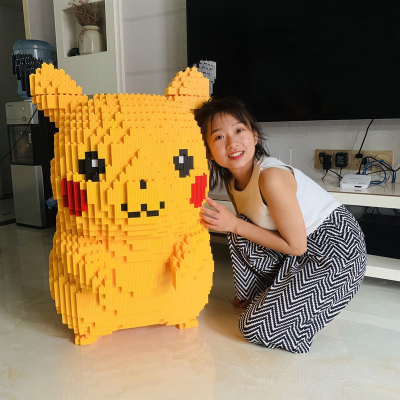 Lego tương thích Hạt kim cương siêu nhỏ lắp ráp Khối xây dựng Pokemon Pikachu Đồ chơi Quà tặng cực khó cho bé tra