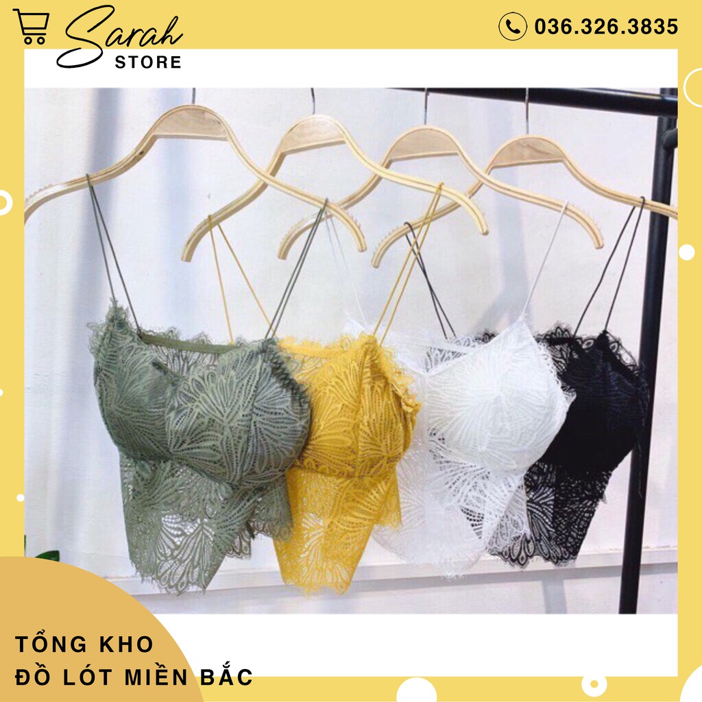 Áo Ren 2 Dây Croptop Ren, Áo Sợi Bún Hai Dây Ren Có Mút Đệm 9936
