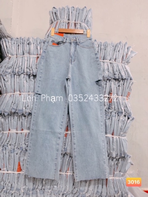 QUẦN JEAN XANH ỐNG RỘNG RÁCH 2 SƯỜN🎯mã 3016 | BigBuy360 - bigbuy360.vn