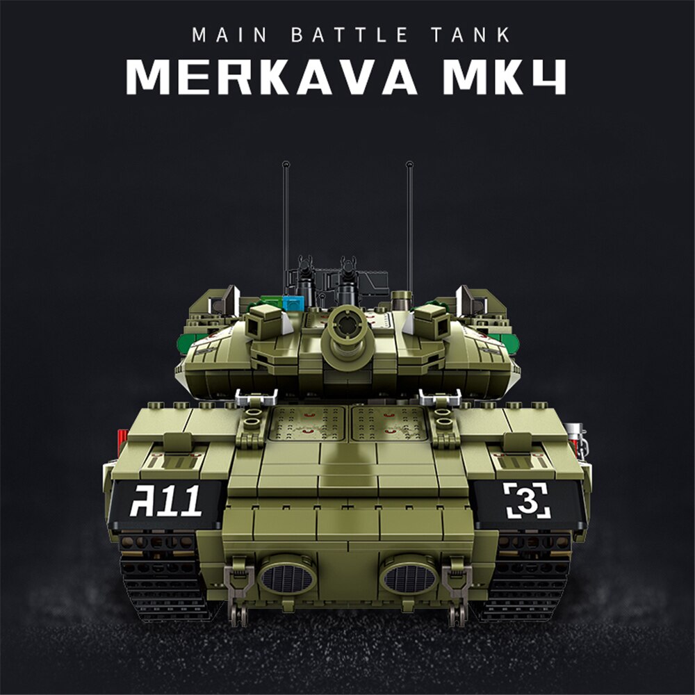 Đồ chơi giáo dục Lắp ráp Mô hình MEOA Panlos 632009 Military WW2 Series 1730PCS Merkava MK4 Main Battle Tank xe tăng