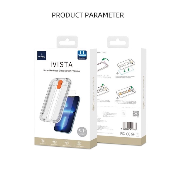 Kính Cường Lực Wiwu iVista Glass - Full Viền Bảo Vệ Màn Hình cho iPhone 12Pro/ 12Promax/ 13/ 13Pro/ 13 Pro Max