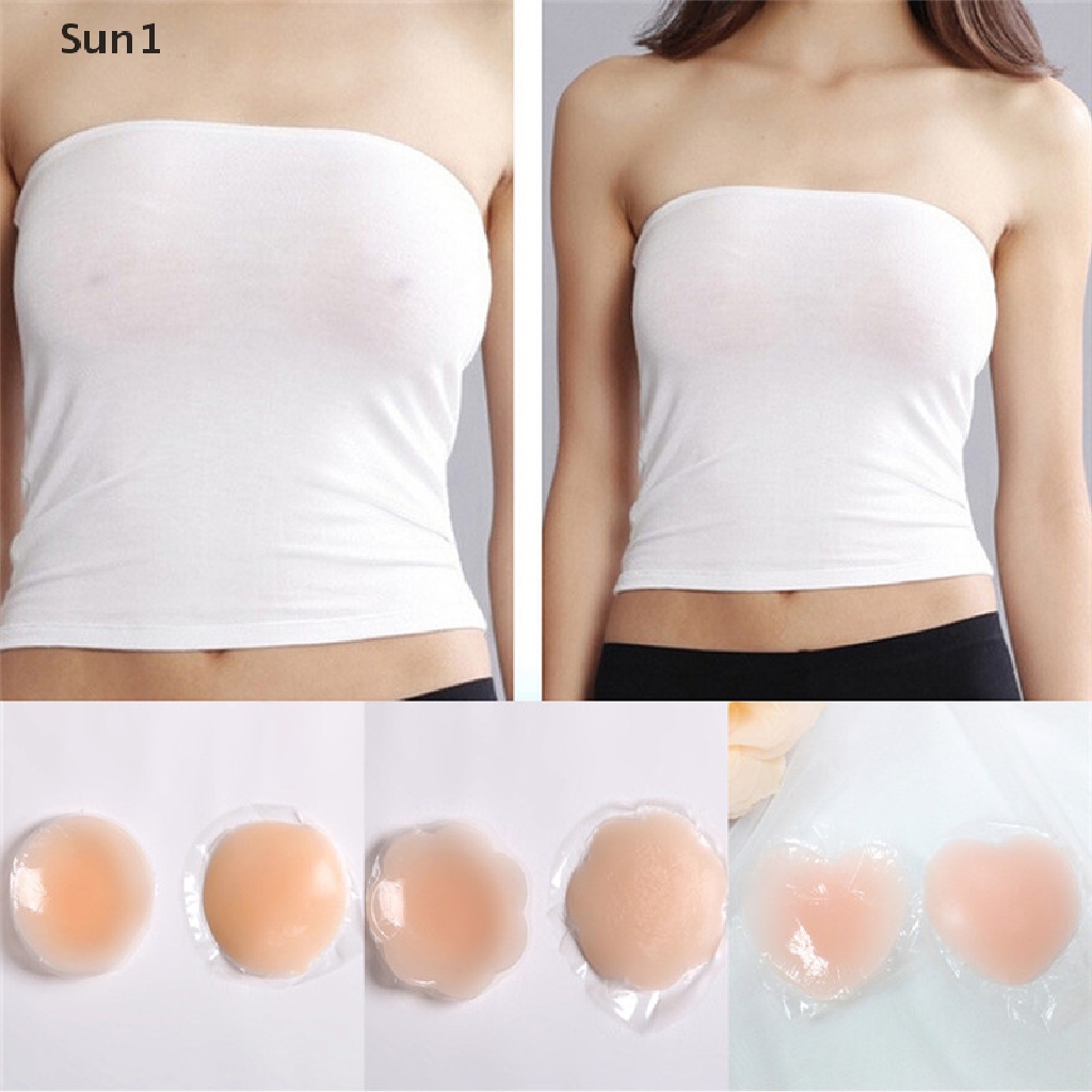 Cặp miếng dán ngực tự dính silicone hình tròn/ trái tim/ bông hoa dành cho nữ