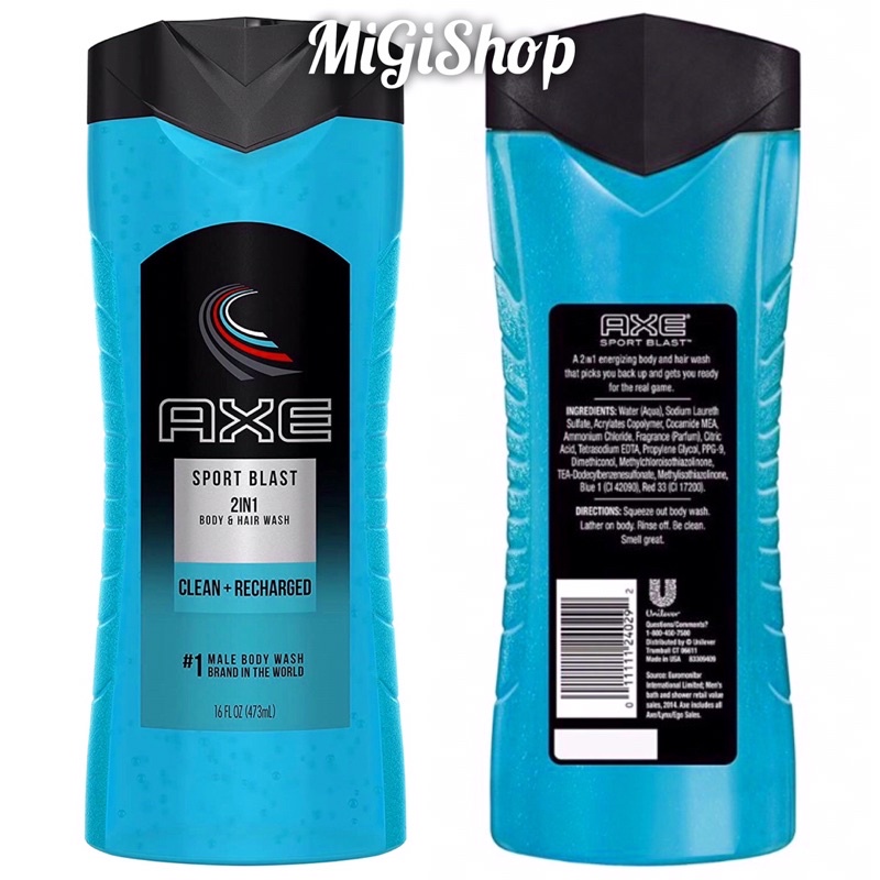 Sữa Tắm Gội Nam AXE Sport Blast 2in1 Body And Hair Wash 473ml