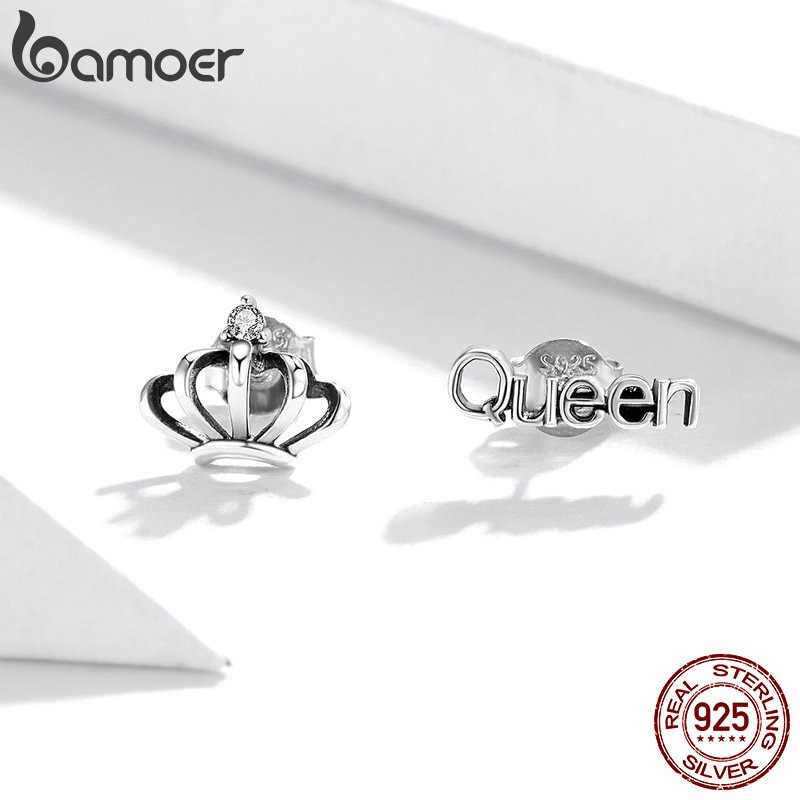 Đôi Khuyên Tai Bamoer Bằng Bạc S925 Hình Vương Miện Cho Nữ