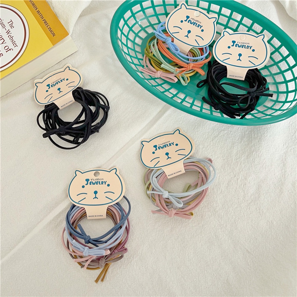 Set 6 dây cột tóc co giãn thắt nơ đơn giản dành cho nữ