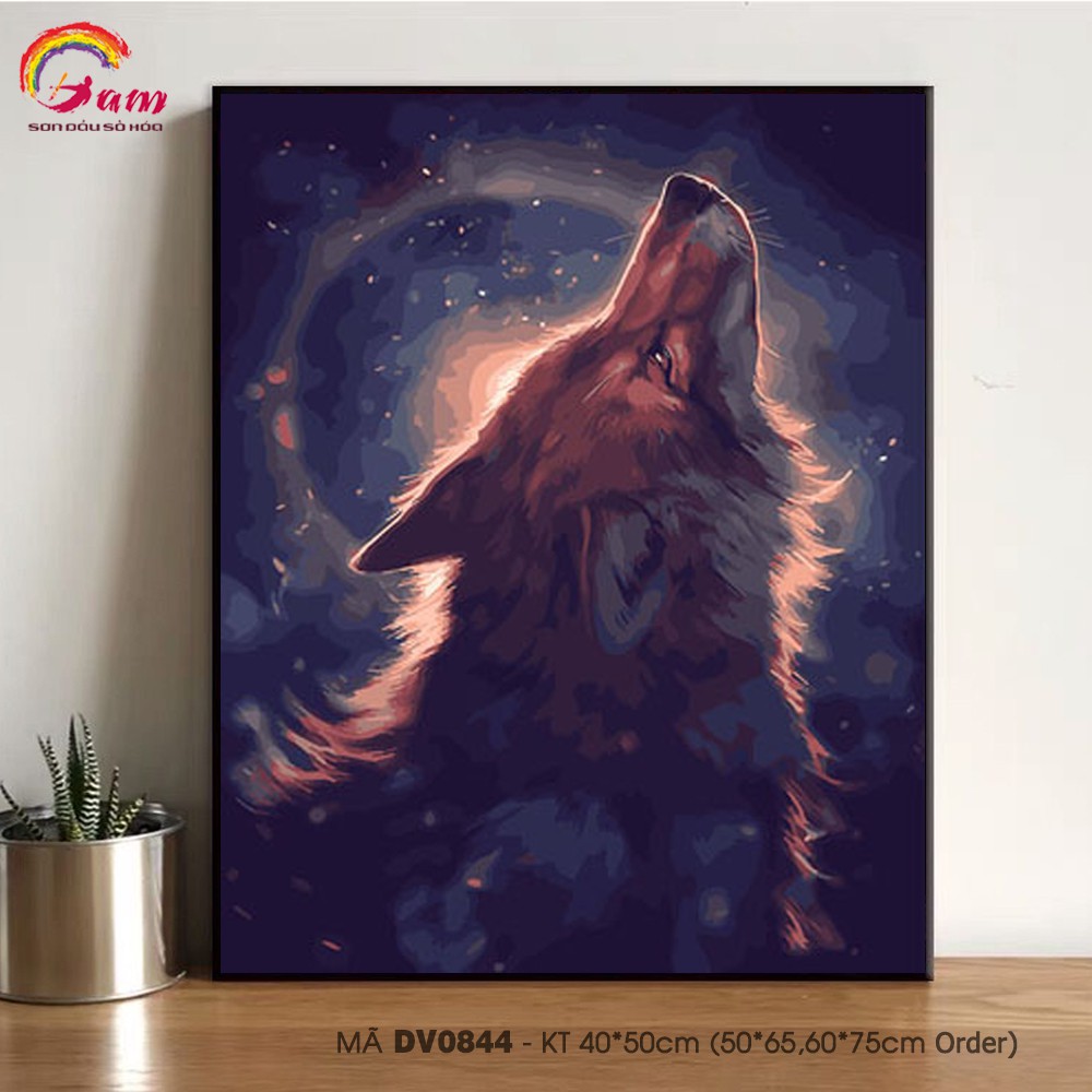 Tranh tô màu theo số sơn dầu số hóa 🎨CHUẨN MÀU🎨 Tranh chó sói DV0844