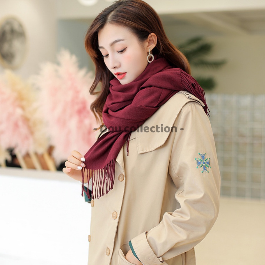 [Nowship2h] Khăn choàng cổ cashmere ( Khăn len) trơn thời trang thu đông - chất liệu Cashmere - 70x190cm - Mã LN016