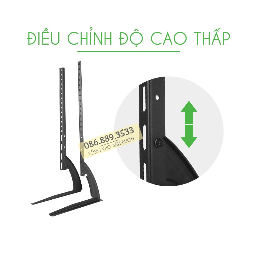 Chân Đế Tivi Để Bàn ErgoTek E602 40 - 43 - 50 - 55 - 60 - 65 Inch - Chân Tivi Đa Năng Tương Thích Các Loại Tivi