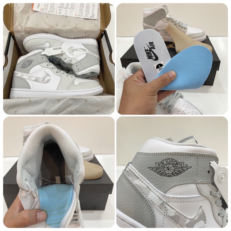 Giày JORDAN 1 MID GREY CAMO WHITE - Fullbox