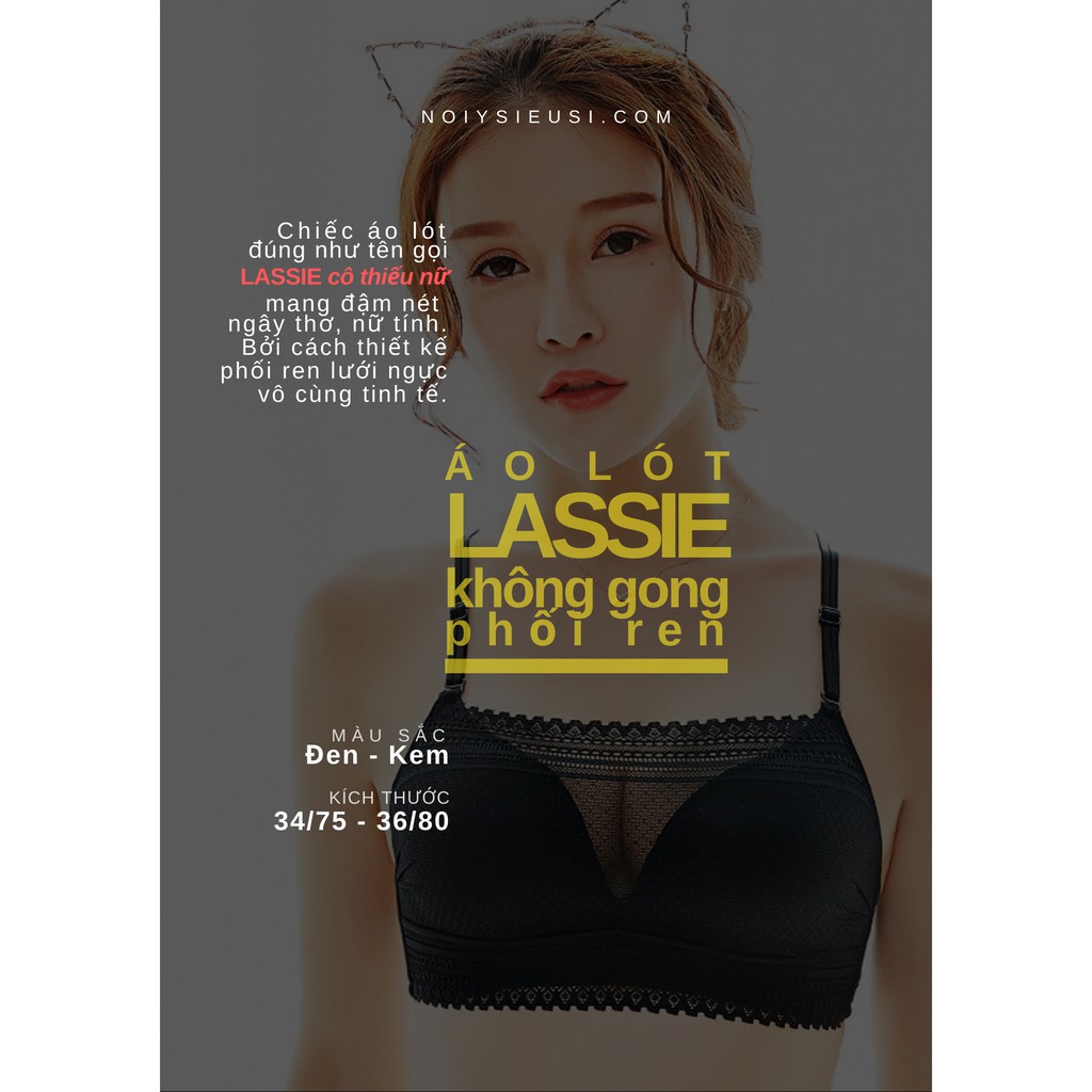 Áo Lót Không Gọng Lassie Bra 8907 Phối Ren Ngực Gợi Cảm | Áo Lót Kiêm Bralette Đa Năng