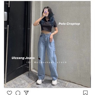 🎯 Set Quần Baggy Đai Nút + Crop petter đen
