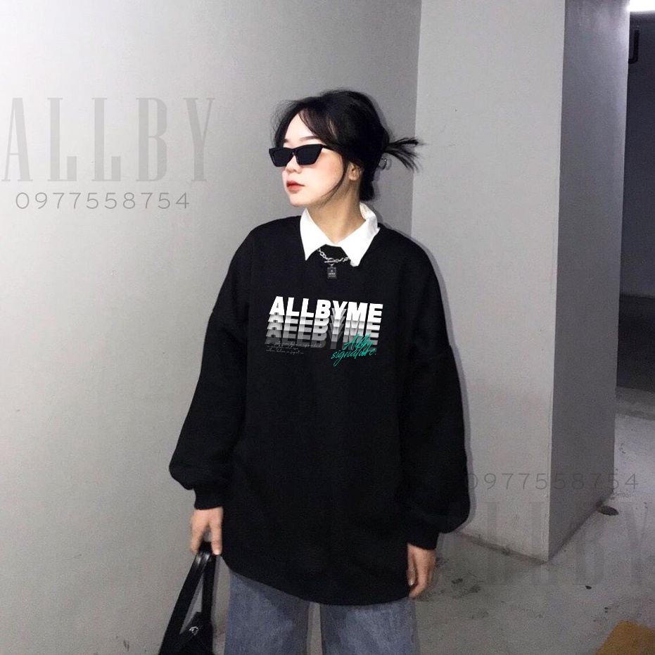 Áo sweater nam nữ form rộng Allby Me , áo hoodie nỉ nam nữ unisex da cá đen trắng | BigBuy360 - bigbuy360.vn