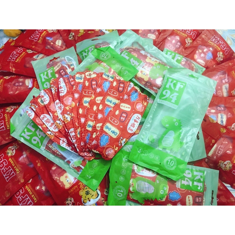 {COMBO} 50 Cái Khẩu Trang Cho Bé 4D KF94 Hoạ Tiết Bé từ (7m-8 tuổi)
