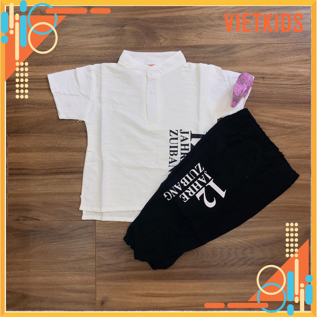 Bộ quần áo bé trai chất đũi RICHKID bộ cộc tay bé trai JAHRE12 cho bé từ 7-24kg