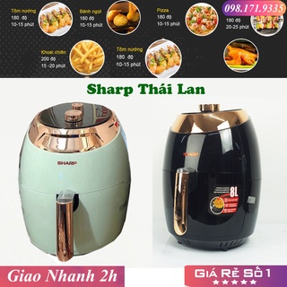 🎁Tặng bình xịt dầu💯 Nồi chiên không dầu 8L Sharp KS 20901 màu đen, xanh ngọc - Bảo hành 1 năm chính hãng