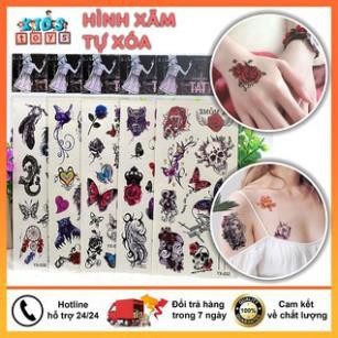 Hình xăm dán tatoo mini chống thấm nước, màu sắc tươi sáng, đa dạng mẫu, không mùi.