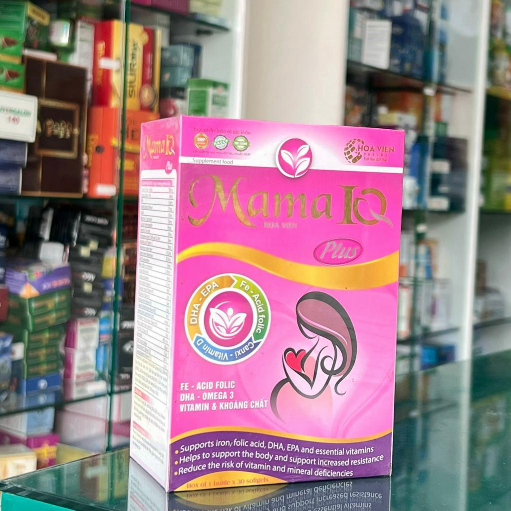 Mama IQ Plus Hoa Viên, Hỗ trợ giúp bổ sung sắt-acid folic-DHA-EPA và các vitamin - khoáng chất.