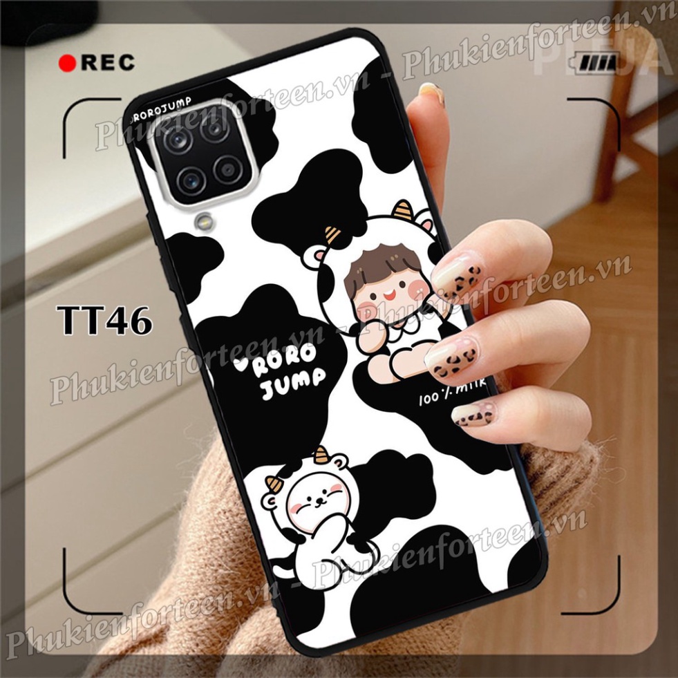 Ốp lưng nhựa viền dẻo Samsung A12 - Samsung A22 4G hình Bò sữa Cute hot trend dễ thương, Ốp cho Samsung chống bám bẩn.