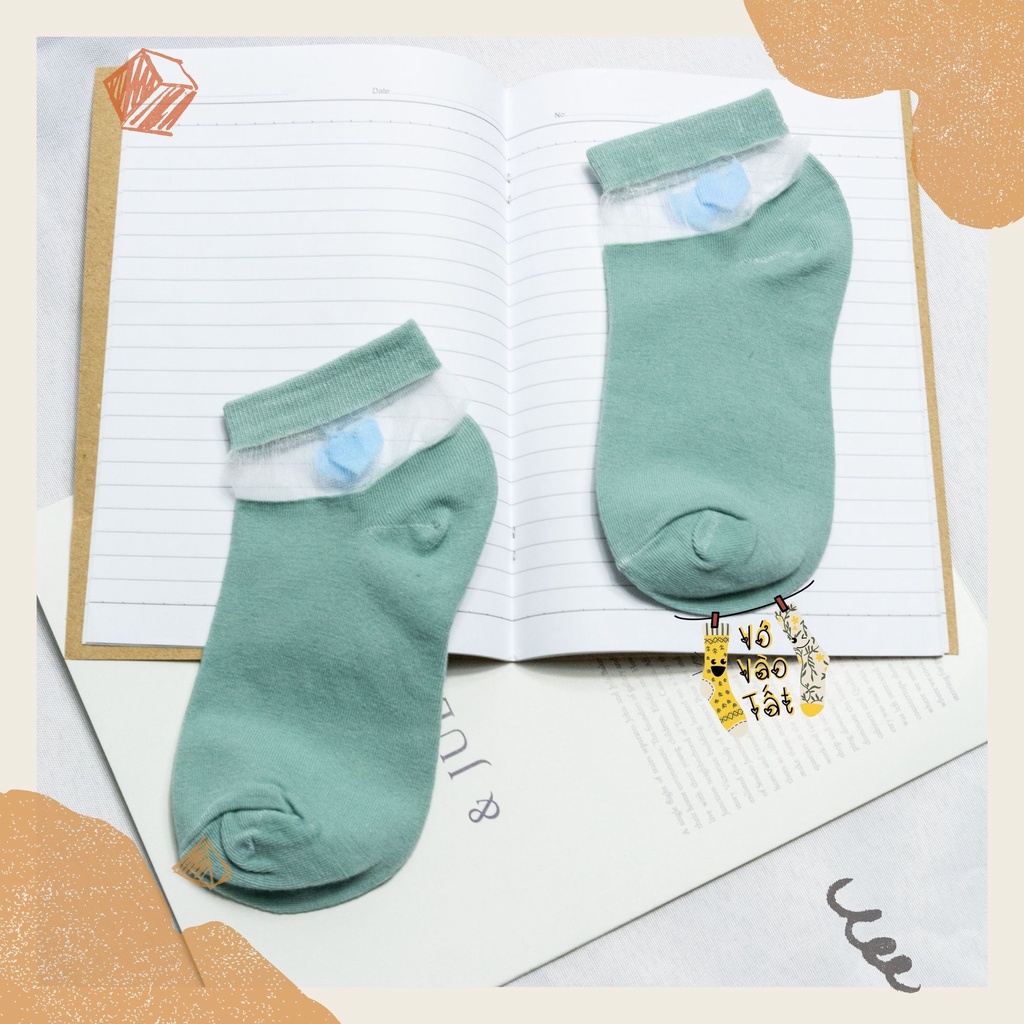 TẤT VỚ NỮ CỔ NGẮN TIM TRONG SUỐT