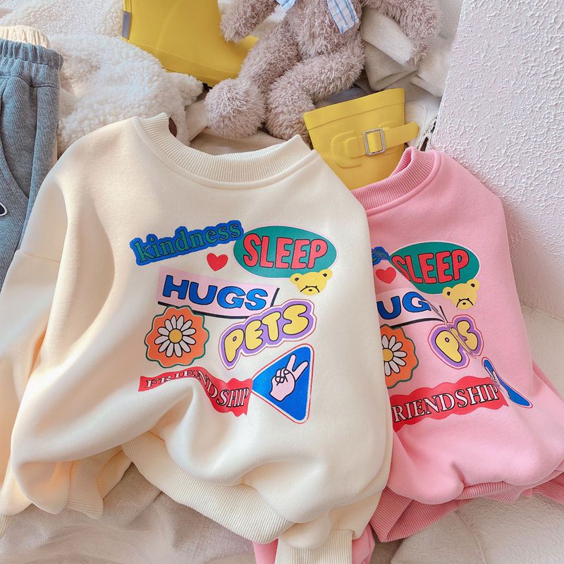 Áo Sweater Chui Đầu In Họa Tiết Hoạt Hình Thời Trang Xuân Thu Cho Bé Gái