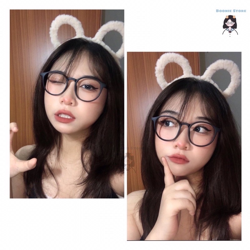 Mắt kính tròn giả cận chất liệu nhựa dẽo siêu xinh