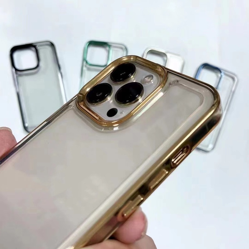 Sang Trọng Ốp Điện Thoại Trong Suốt Chống Sốc Viền Kim Loại Cho iPhone 13 Pro MAX 12 Pro MAX 11 Pro MAX X XS MAX XR