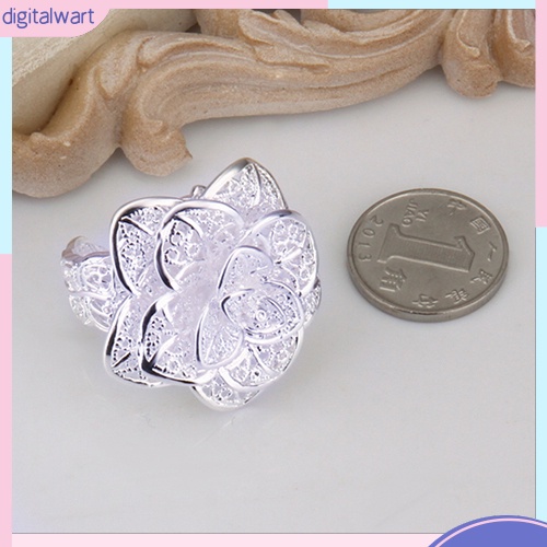 Nhẫn hở xi mạ bạc họa tiết hoa xinh xắn