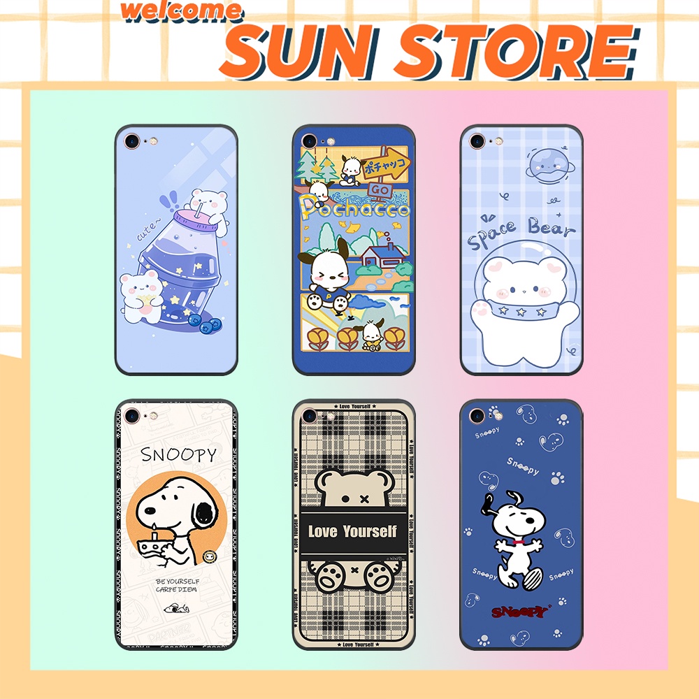 Ốp lưng IP 5/ 5S/ 6/ 6S/ 6 plus/ 6s plus/ 7/ 8/ se 2020 gấu bear cute, snoopy, pochacco dễ thương, ốp lưng thời trang