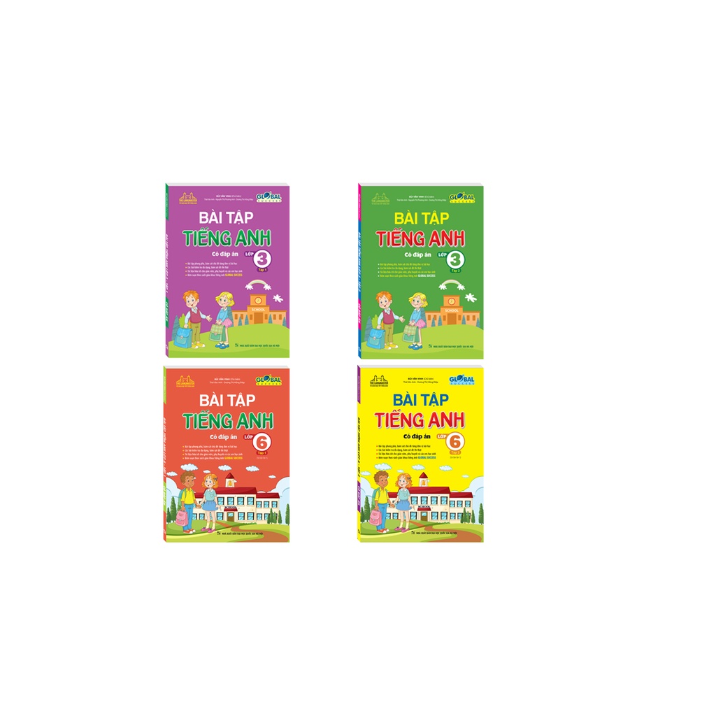 Sách - Combo 4c - GLOBAL SUCCESS - bài tập tiếng anh lớp 3 (2 tập) &amp; bài tập tiếng anh lớp 6 (2 tập)