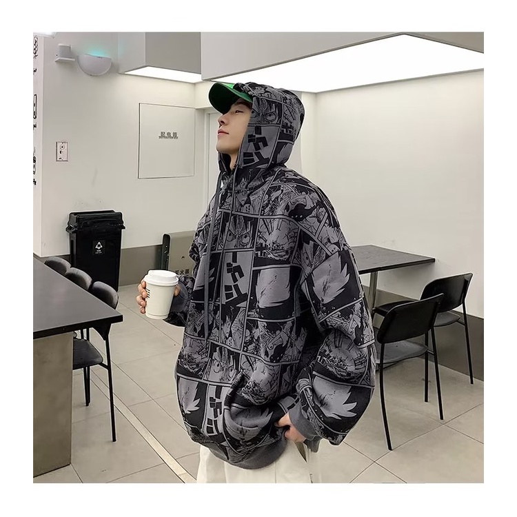 Áo Hoodie Nam oversize In Họa Tiết Hoạt Hình One Piece 2 Màu Size M-5XL