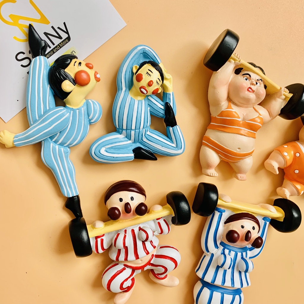 Nam châm hít trang trí tủ lạnh hình đôi nam nữ nâng tạ