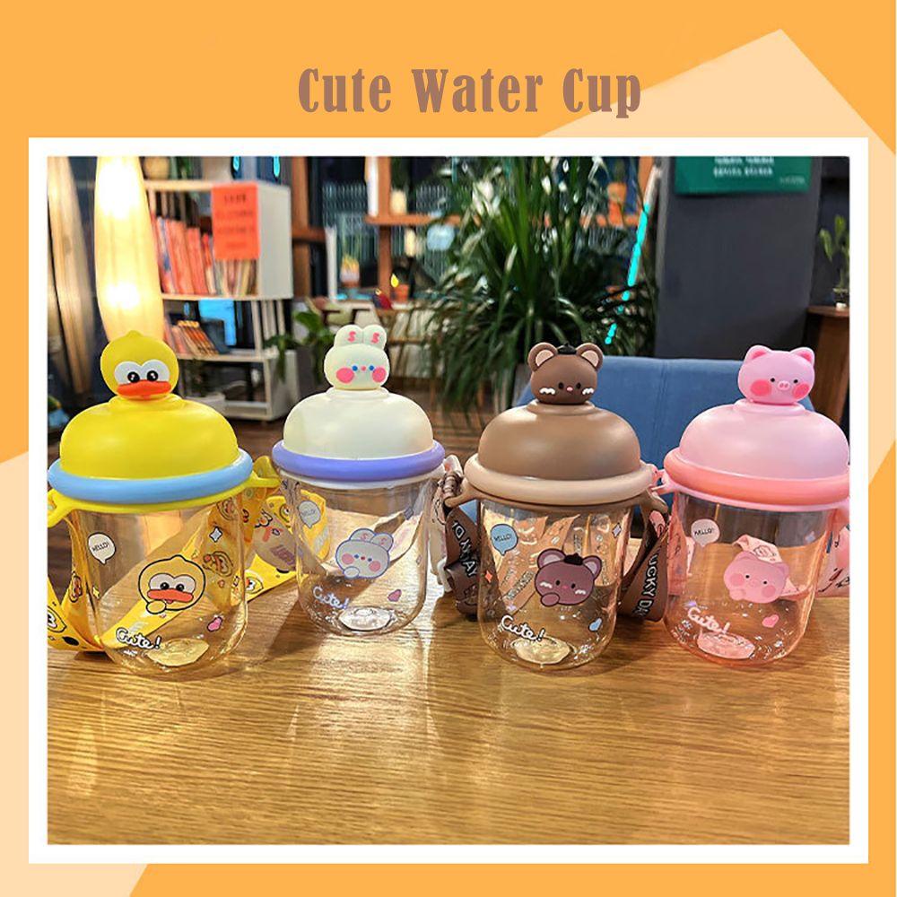 WATTLE Bình Nước Nhựa 436ml Chống Rò Rỉ In Họa Tiết Hoạt Hình Dễ Thương Cho Bé / Học Sinh