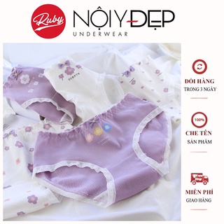Quần lót Nữ Cao Cấp Gân tăm Cotton 100% in họa tiết dễ thương điệu đà QL46