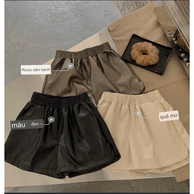 Quần sooc da cạp chun basic