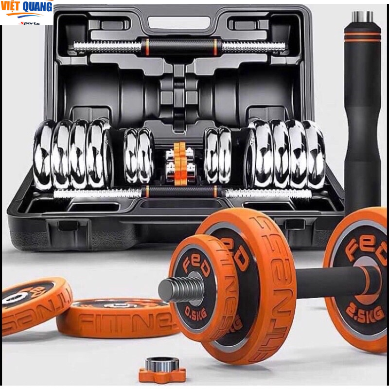 Bộ Tạ Tay FED 20kg-8820 gang Mạ Niken Điều Chỉnh Đa Năng Cao Cấp