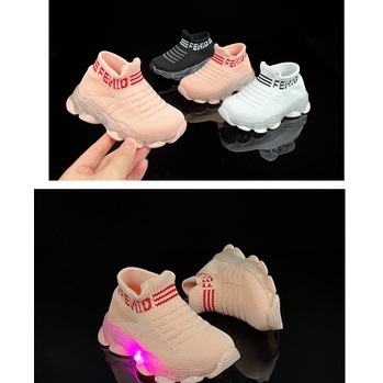 AMILA Giày Thể Thao One-Set Tất Dệt Kim Co Giãn Thoáng Khí Có Đèn LED Phong Cách Mới Mùa Hè Cho