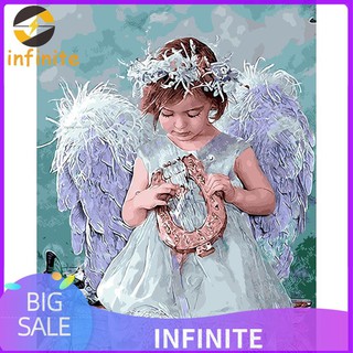 Tranh Thêu Trang Trí Thủ Công 5d Hình Thiên Thần (Mũi Thêu Hình X)