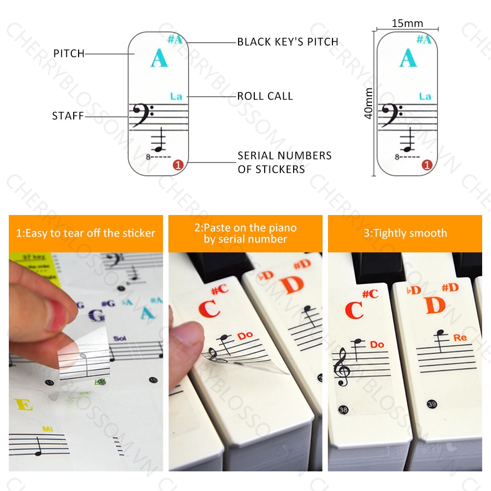 Miếng Dán Phím Đàn Piano Trong Suốt Loại 88 / 61 / 54 / 49 / 37 / 32 Phím Tiện Dụng