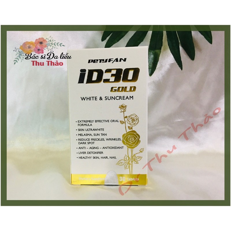 [30 viên] VIÊN UỐNG HỖ TRỢ SÁNG DA CHỐNG NẮNG PETYFAN ID30 GOLD