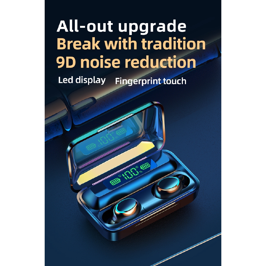 Bộ Tai Nghe Bluetooth Không Dây F9-5C Có Đèn Led Hiển Thị Âm Thanh Sống Động Kèm Sạc Dự Phòng | BigBuy360 - bigbuy360.vn