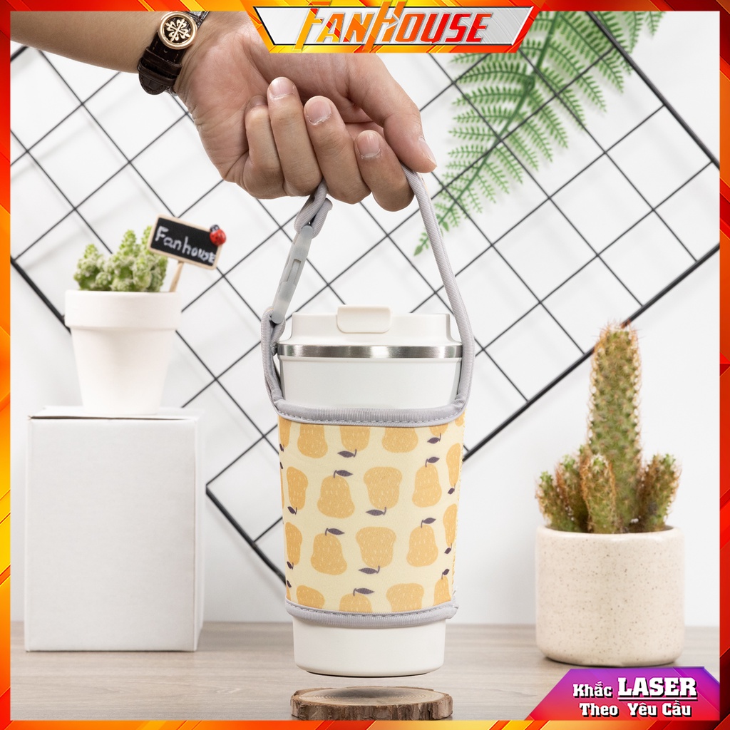 Túi đựng cốc giữ nhiệt Holic Fan House, túi vải Dù Canvas ôm sát toàn bộ thân bình, chống thấm nước tuyệt đối
