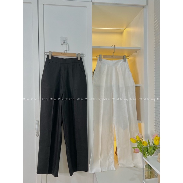 MIE MIN Quần Linen Mie khoá kéo sau lưng